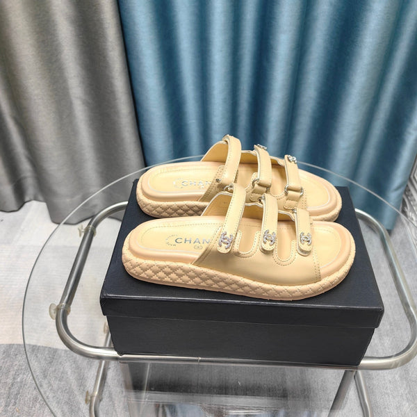 CC 25C Sandal Triple Straps Beige Calfskin