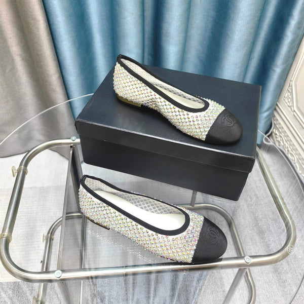 CC 25P Ballet Flat White Mesh Fabric