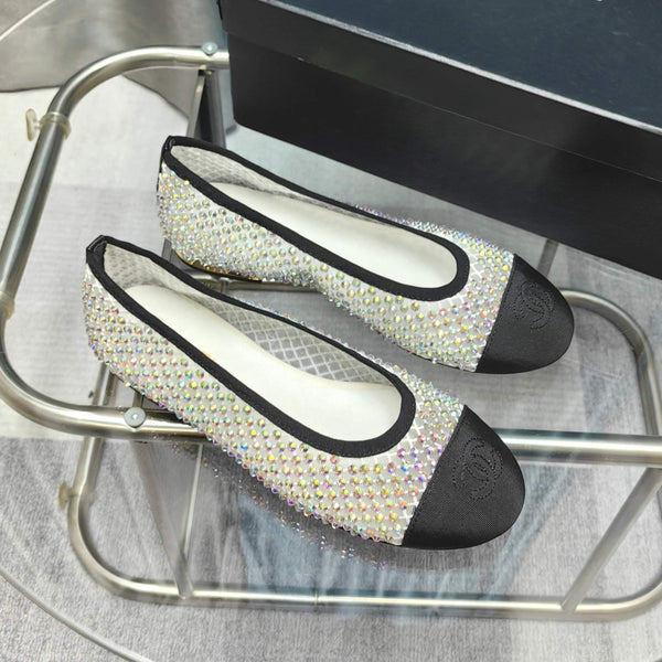 CC 25P Ballet Flat White Mesh Fabric