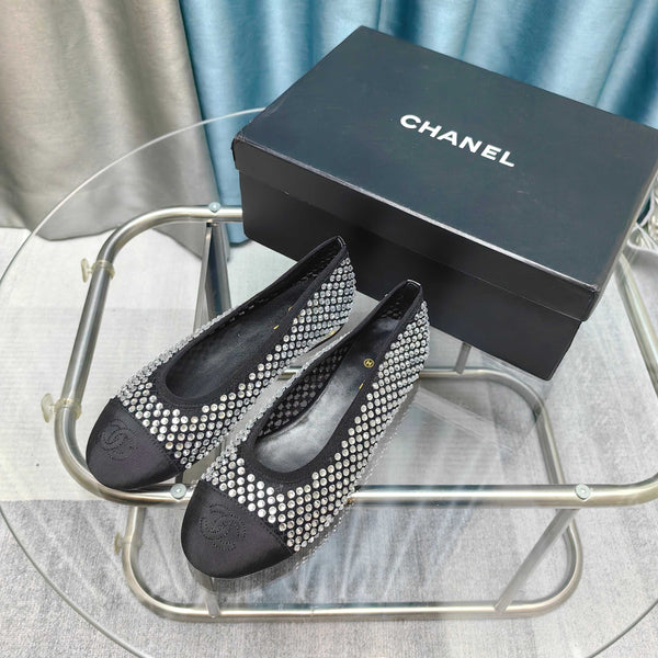 CC 25P Ballet Flat Black Mesh Fabric