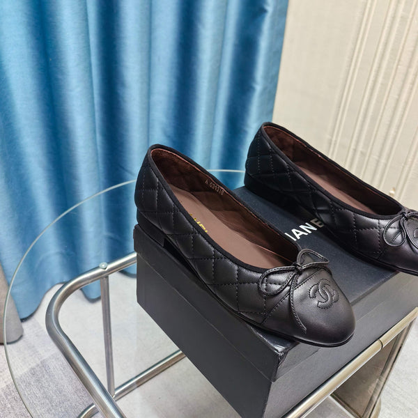 CC 25P Ballet Flat Black Chocolate Calfskin