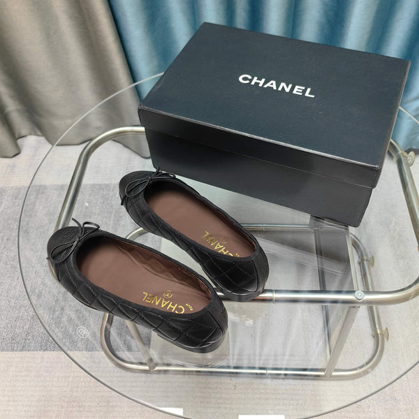 CC 25P Ballet Flat Black Chocolate Calfskin