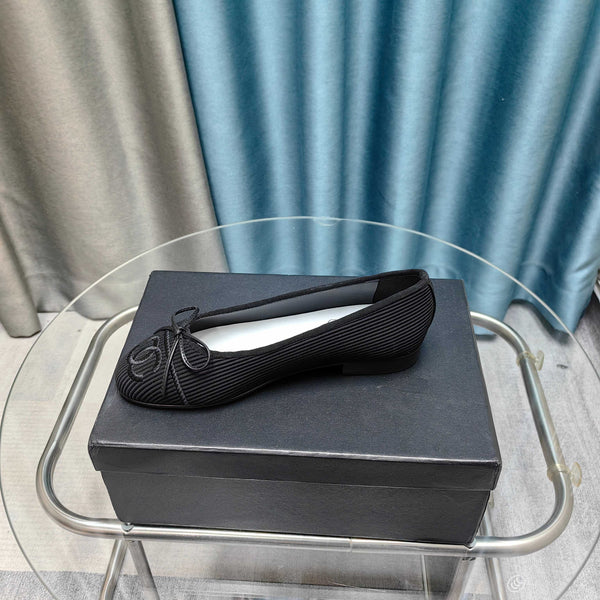 CC 25P Ballet Flat Black Striped Fabric