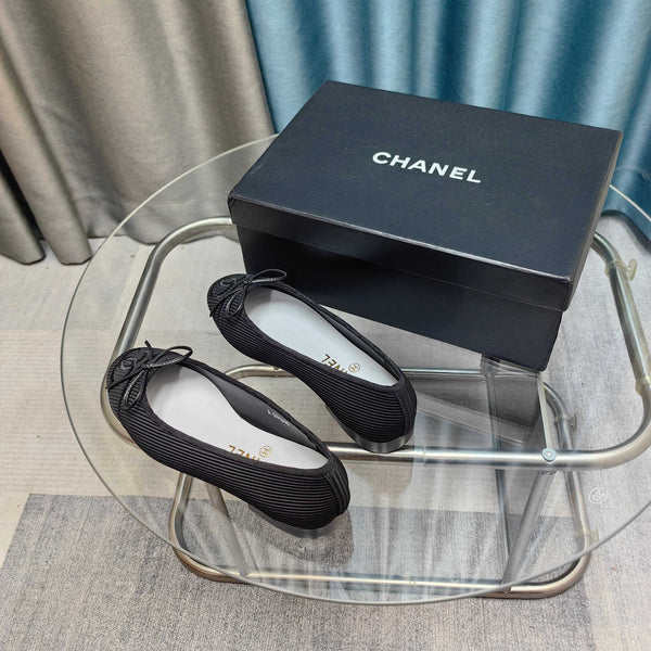 CC 25P Ballet Flat Black Striped Fabric