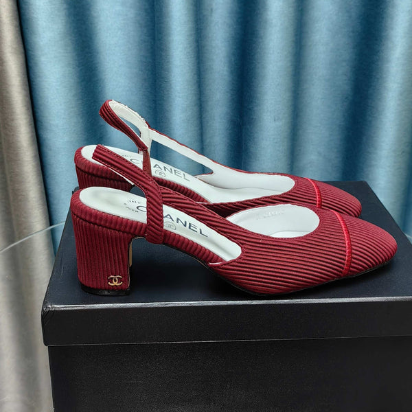 CC 25 Slingback Burgundy Striped Fabric