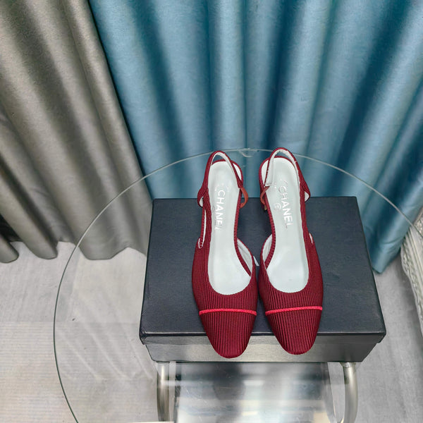 CC 25 Slingback Burgundy Striped Fabric