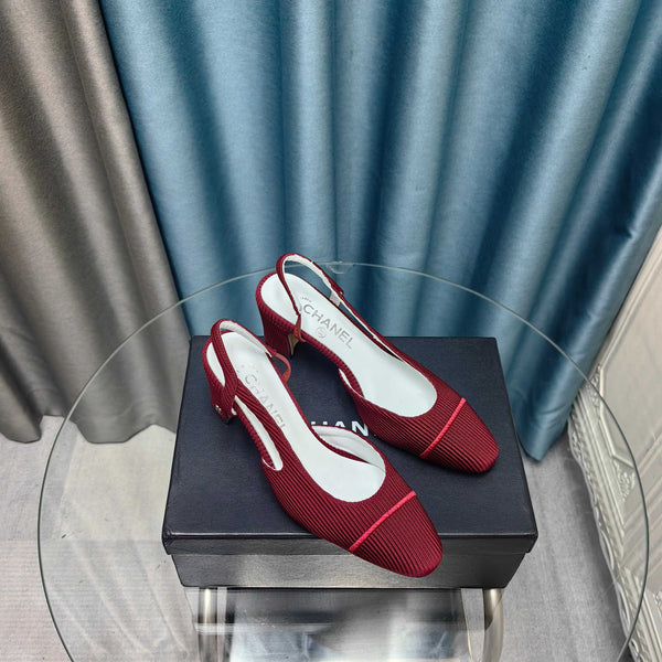 CC 25 Slingback Burgundy Striped Fabric