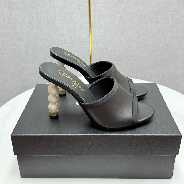 CC 25 High Heel Slippers 85mn Black Sheepskin 368792