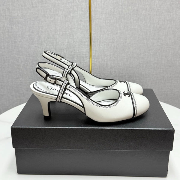 CC 25 Slingback 50mm White Black Sheepskin 368796