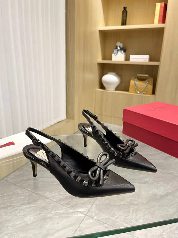 Valentino Rockstud Bow Slingback Pumps 65mm Sheepskin