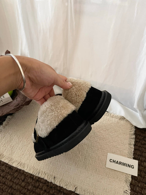 UGG Teddy Loafers Black Suede Sheepskin Wool 512889