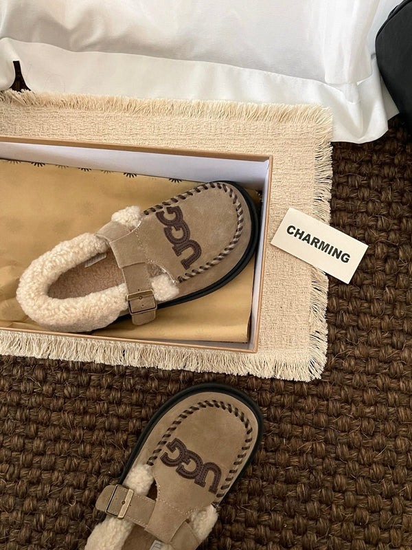 UGG Teddy Loafers Warm Sand Suede Sheepskin Wool 512890