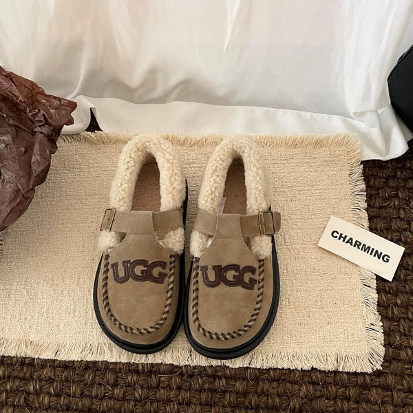 UGG Teddy Loafers Warm Sand Suede Sheepskin Wool 512890