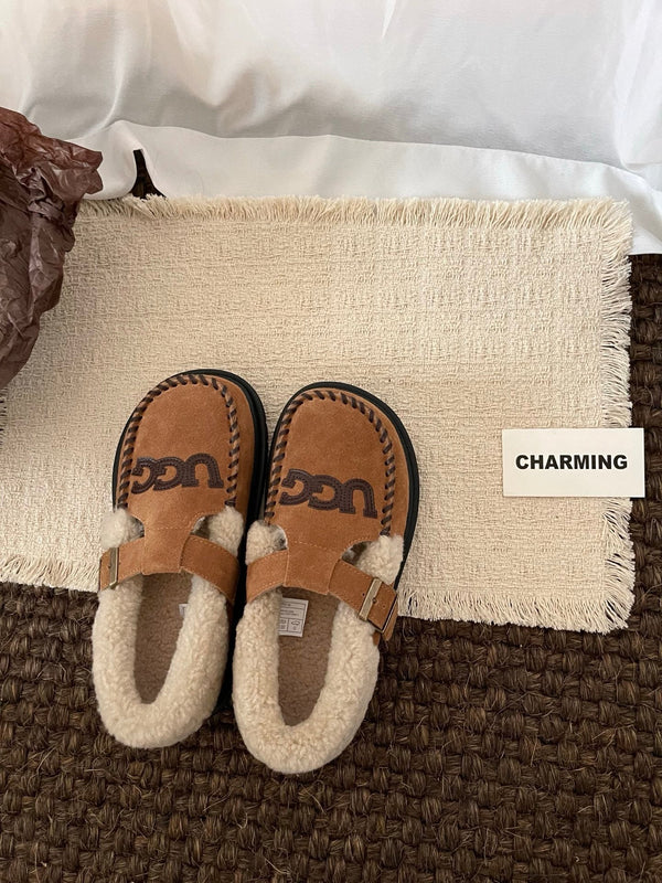 UGG Teddy Loafers Brown Suede Sheepskin Wool 512891