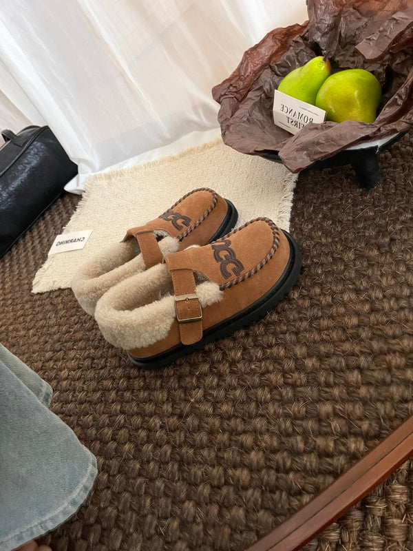 UGG Teddy Loafers Brown Suede Sheepskin Wool 512891