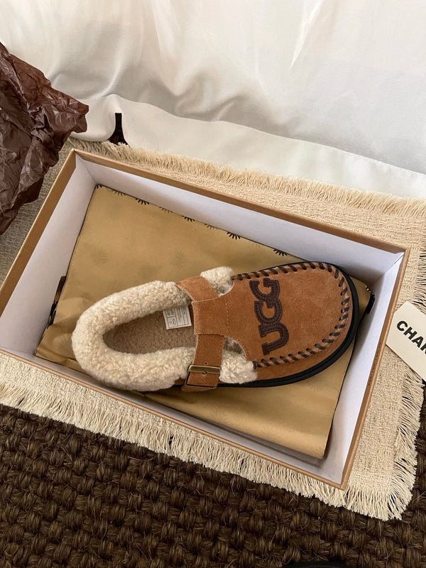 UGG Teddy Loafers Brown Suede Sheepskin Wool 512891