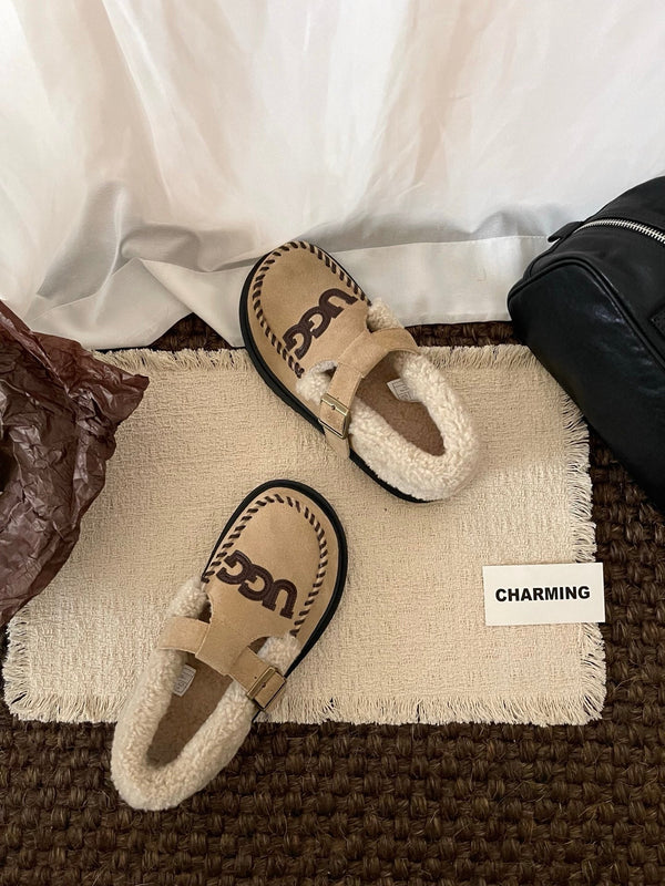 UGG Teddy Loafers Khaki Suede Brown Sheepskin Wool 512892