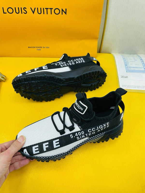 LV SNEAKER IN BLACK MIX WHITE BREATHABLE MESH FABRIC