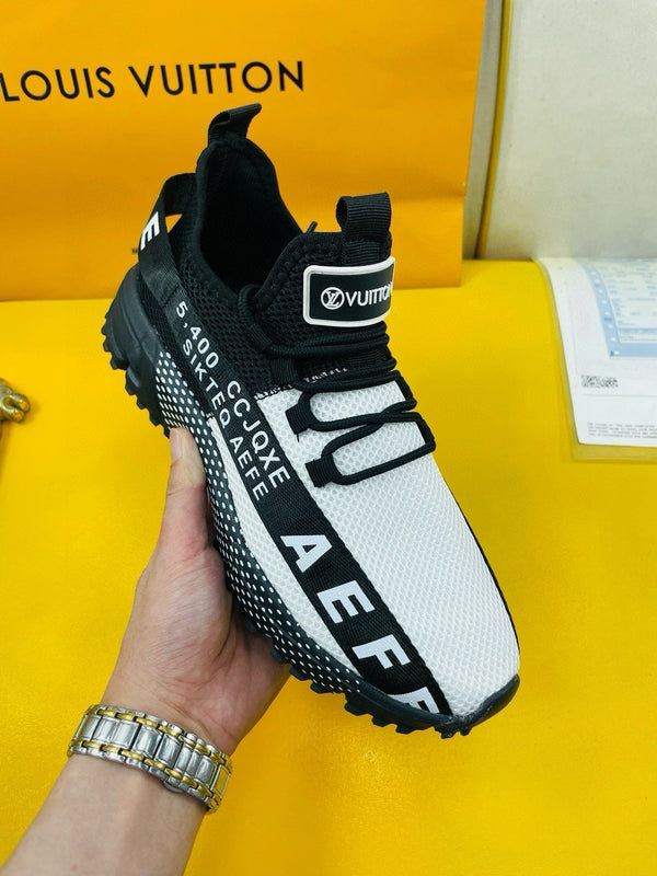 LV SNEAKER IN BLACK MIX WHITE BREATHABLE MESH FABRIC