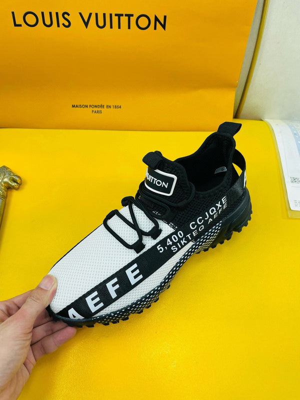 LV SNEAKER IN BLACK MIX WHITE BREATHABLE MESH FABRIC