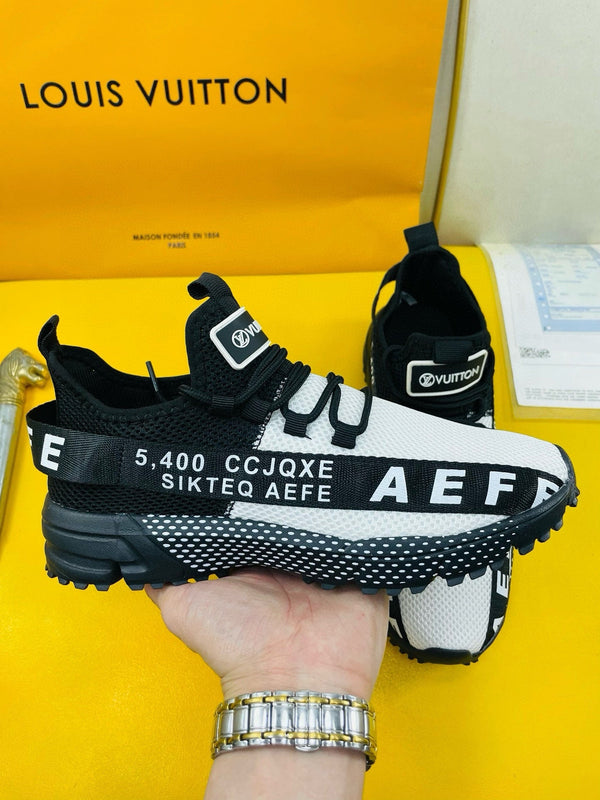 LV SNEAKER IN BLACK MIX WHITE BREATHABLE MESH FABRIC