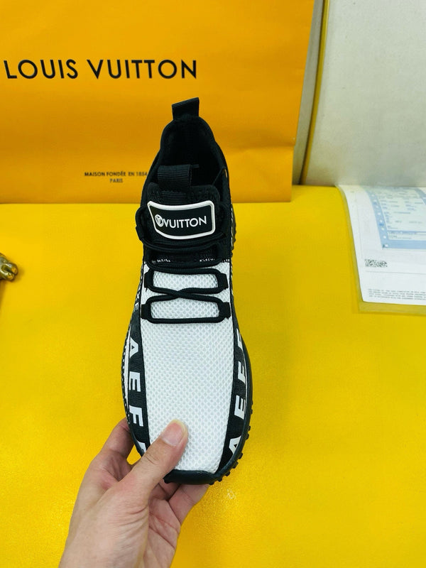 LV SNEAKER IN BLACK MIX WHITE BREATHABLE MESH FABRIC