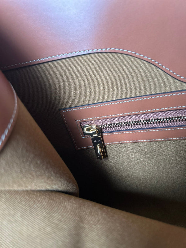 CABAS 37 IN BLACK TRIOMPHE CANVAS AND BRONZE BROWN CALFSKIN TRIM GOLD LOCK