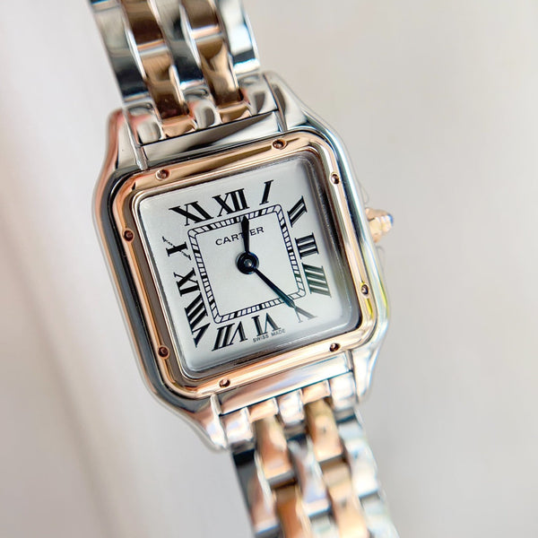 Catena doppia Panthere in argento e oro rosa da 22 mm, 44 cm