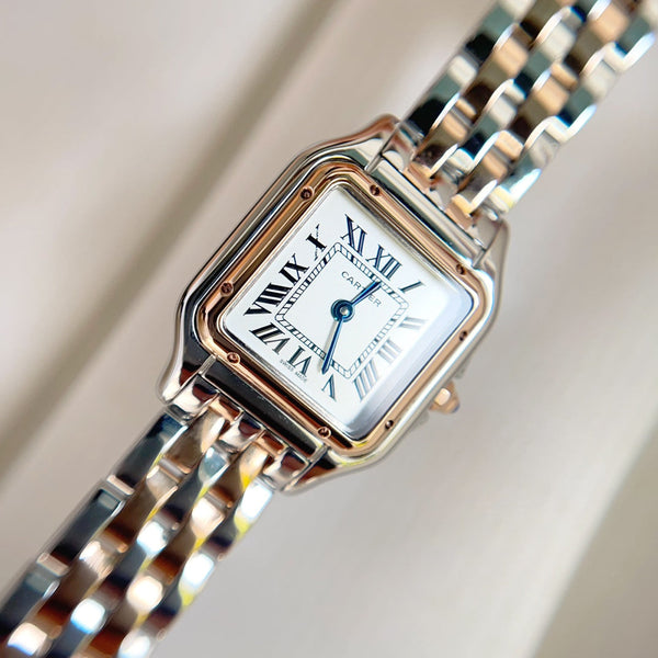 Catena doppia Panthere in argento e oro rosa da 22 mm, 44 cm