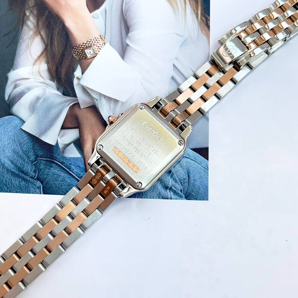 Catena doppia Panthere in argento e oro rosa da 22 mm, 44 cm