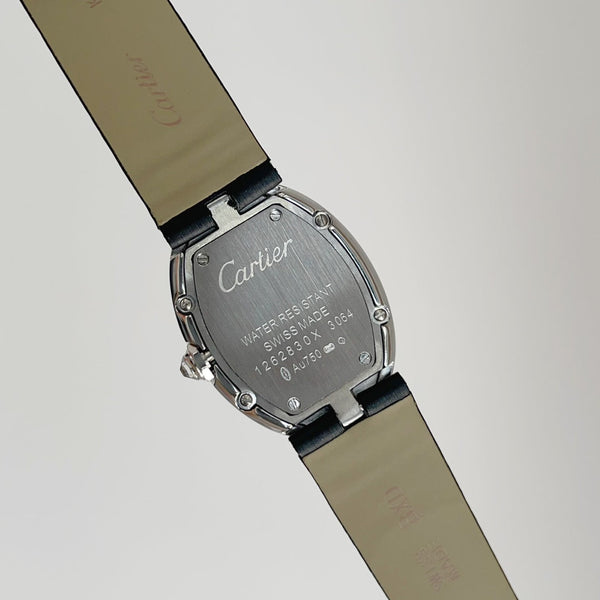 Baignoire 28mm Silver Diamond Case Black Silk Leather