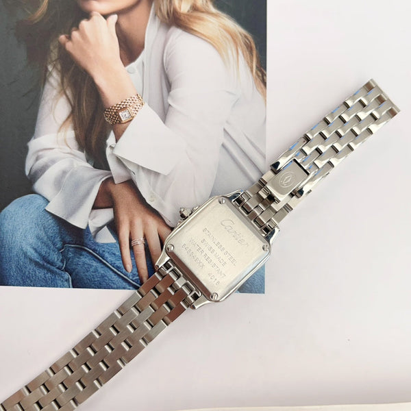 Panthere 22mm Silver Diamond Bezel Double Chain 44cm