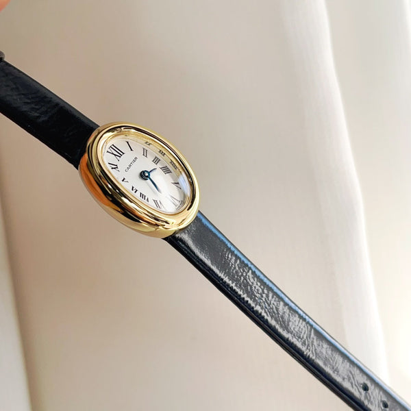 Baignoire Gold Case Black Leather Strap