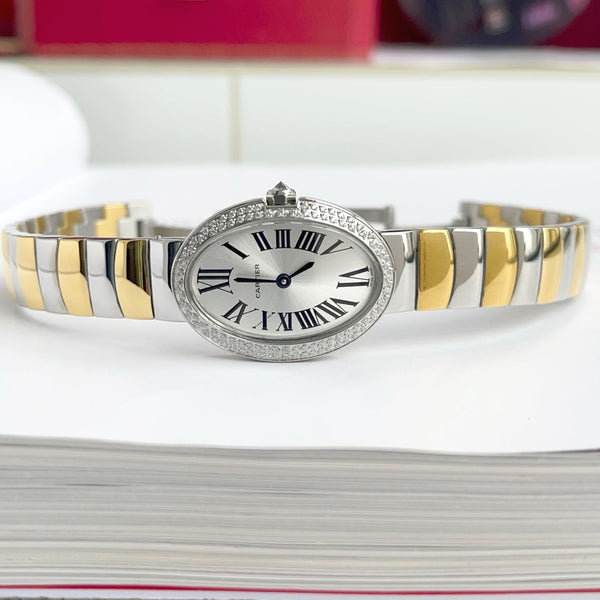 Baignoire 23mm Tow-Tone Yellow Gold Double Row Diamond Bezel