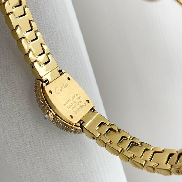 Baignoire Gold White Dial Diamond Bezel