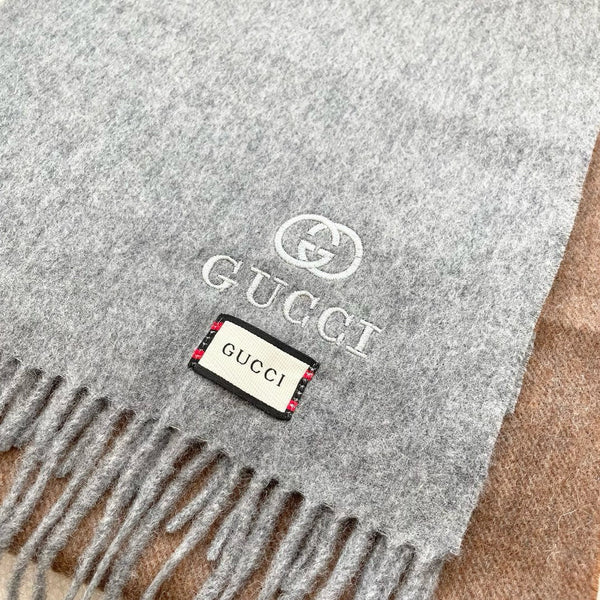 SCIARPA 190 CM IN CASHMERE E LANA COLOR TORTORA MIX CAMMELLO BEIGE 399761