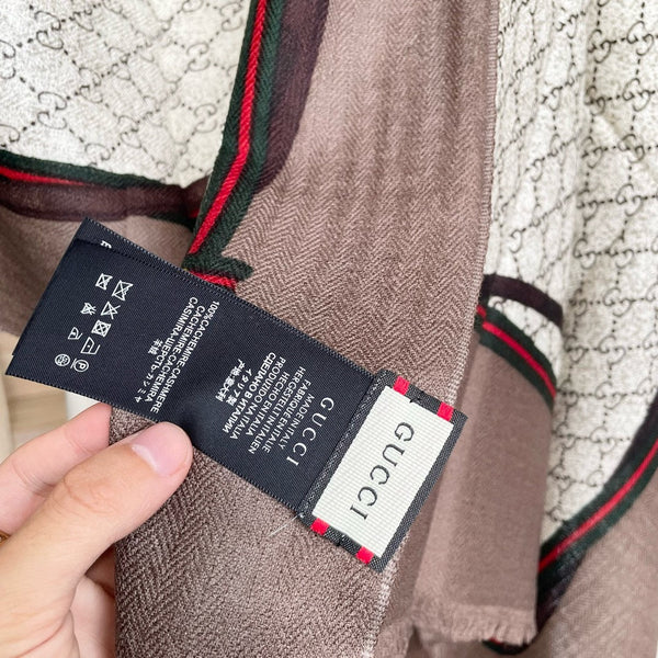 SCIARPA 200 CM IN LANA MONOGRAM MARRONE KAKI 399767