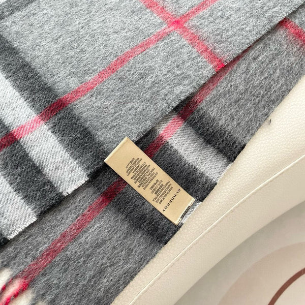 SCIARPA A QUADRI 180 CM IN CASHMERE NERO MIX GRIGIO FUMO 405482