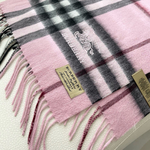SCIARPA A QUADRI 180 CM IN CASHMERE NERO MIX ROSA CHIARO 405486