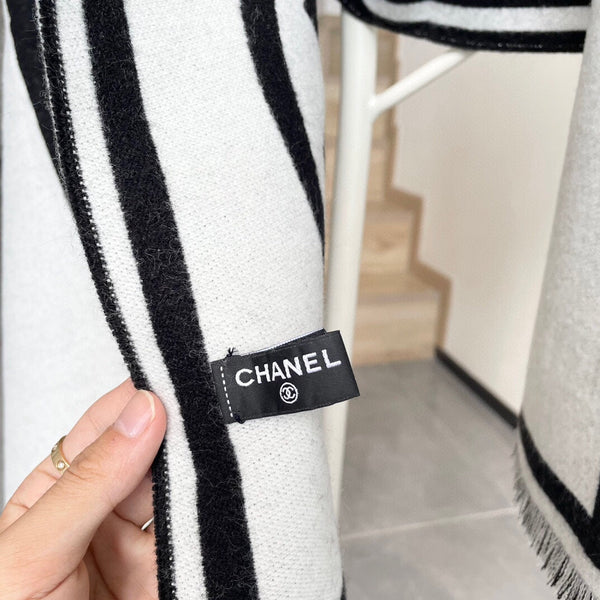 Sciarpa CC 195 CM Bianco Mix Nero Cashmere E Lana 418442