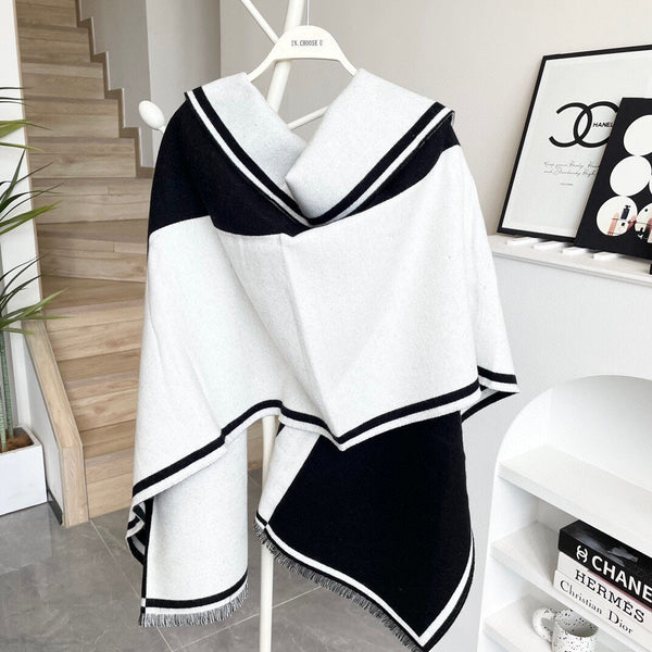 Sciarpa CC 195 CM Nero Mix Bianco Cashmere E Lana 418443