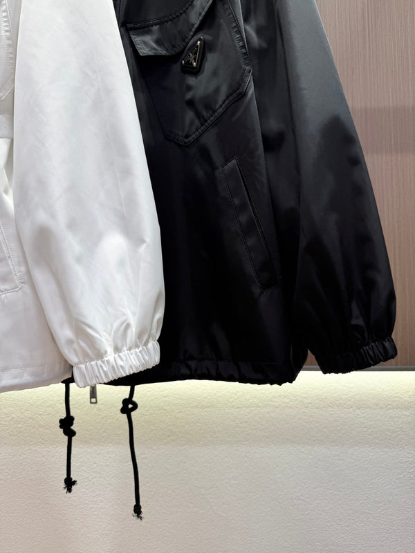 Prada 25 Elastic Waist Jacket Black and White Polyester