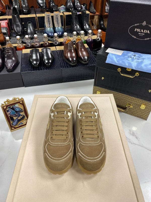 PRA TRAIL FADED CINNAMON BROWN SUEDE SNEAKERS