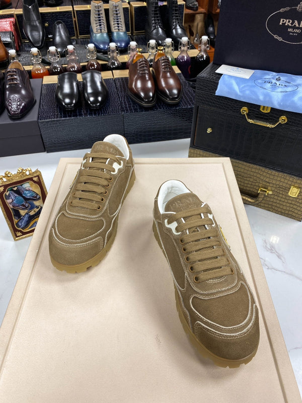 PRA TRAIL FADED CINNAMON BROWN SUEDE SNEAKERS