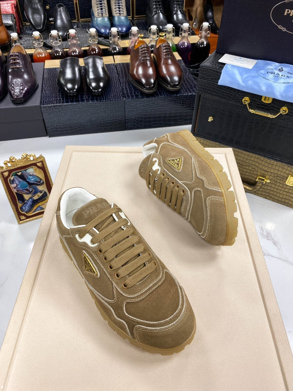 PRA TRAIL FADED CINNAMON BROWN SUEDE SNEAKERS