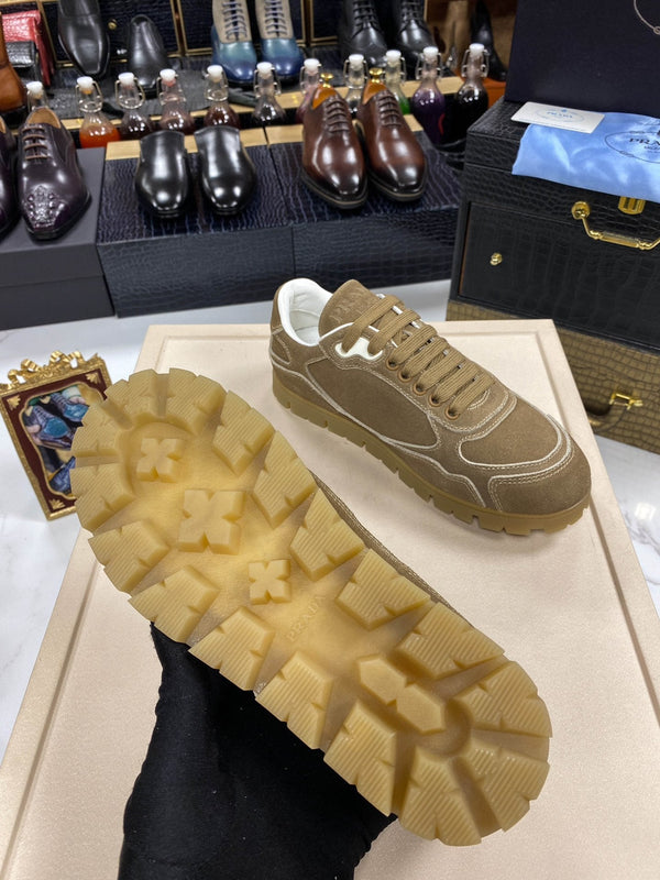 PRA TRAIL FADED CINNAMON BROWN SUEDE SNEAKERS