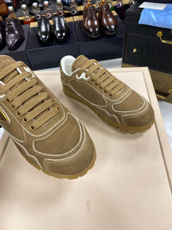 PRA TRAIL FADED CINNAMON BROWN SUEDE SNEAKERS