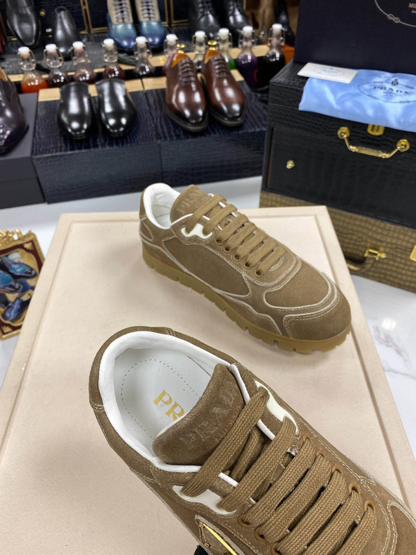 PRA TRAIL FADED CINNAMON BROWN SUEDE SNEAKERS