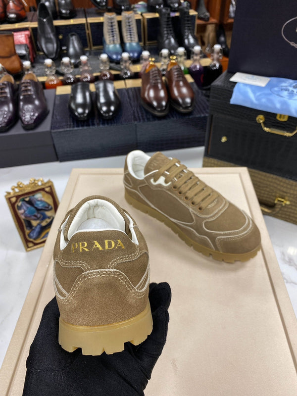 PRA TRAIL FADED CINNAMON BROWN SUEDE SNEAKERS