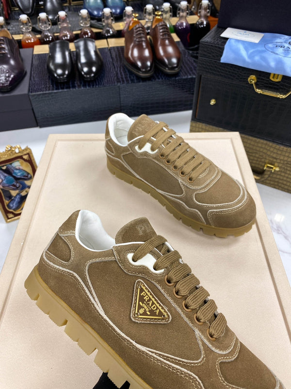 PRA TRAIL FADED CINNAMON BROWN SUEDE SNEAKERS
